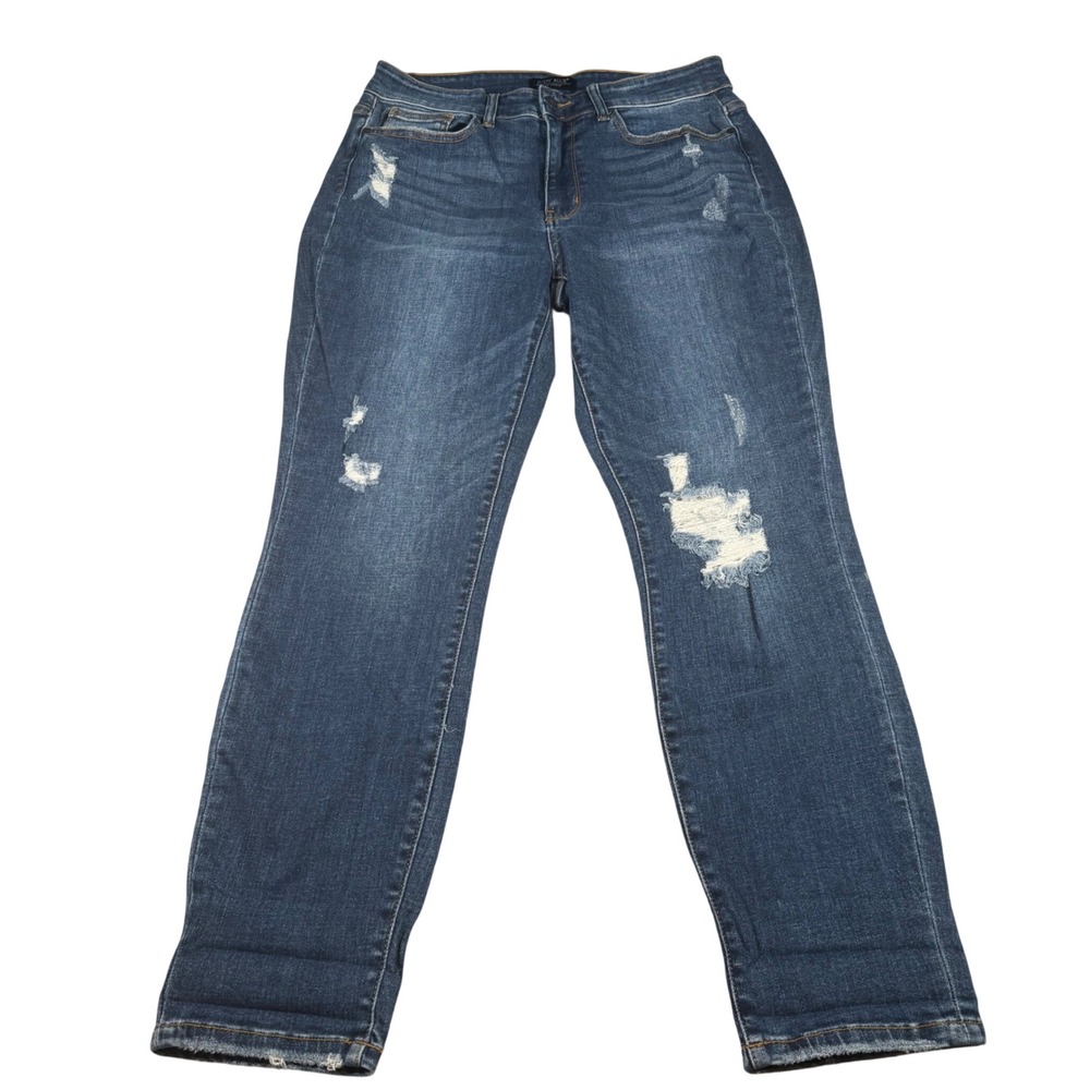 Judy Blue Slim Fit Jeans Women 14W (FITS 31x29) Blue Distressed JB82204DK-PL